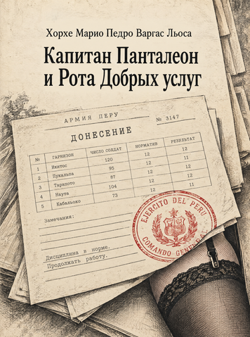 Книга &laquo;Капітан Панталеон і рота добрих послуг&raquo; &mdash; обкладинка